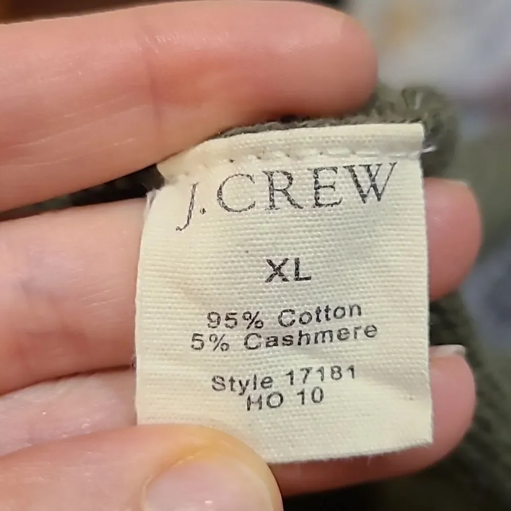 Jcrew mens olive green‎ quarter zip cashmere cotton blend sweater